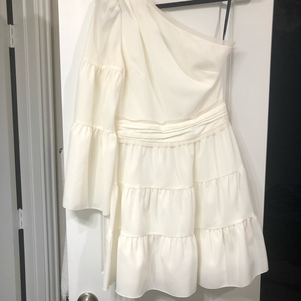 Rachel Zoe one shoulder mini dress white